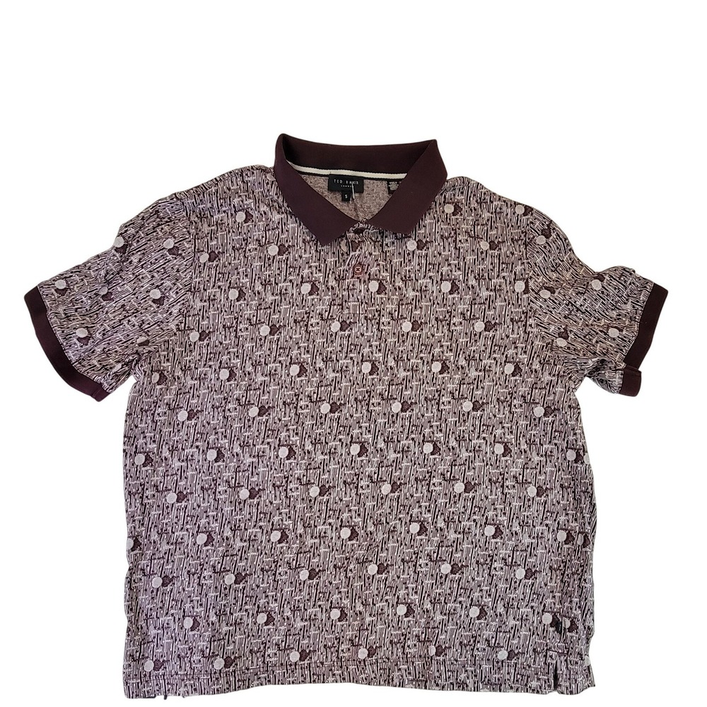 Ted Baker London Men's Polo Shirt Patterned Casual Short Sleeve Multicolor S
